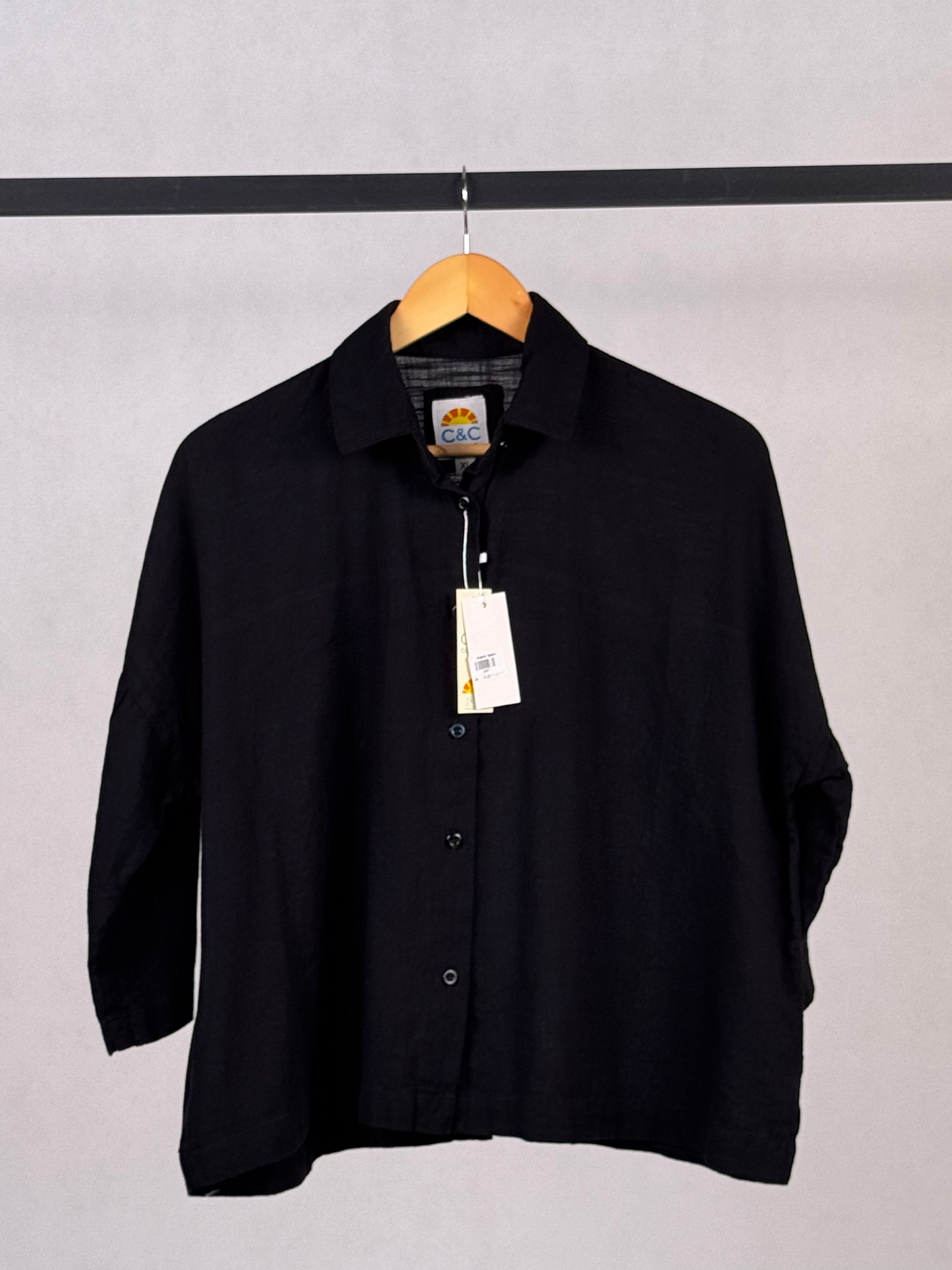 شومیز لینن باکسی پشت دکمه