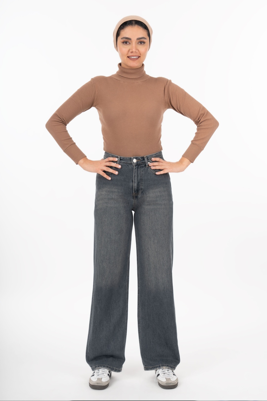 شلوار جین نیم بگ royal jacpot کمر ساده 8002974