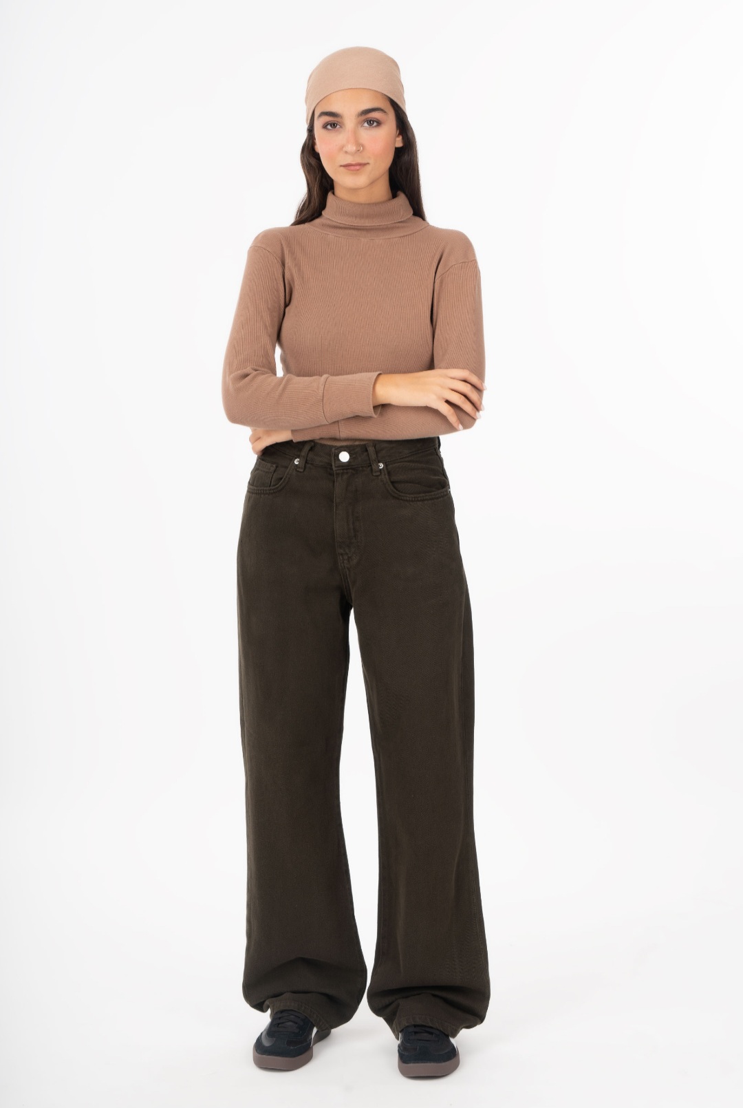 شلوار جین نیم بگ قهوه ای سوخته royal jacpot 300013421