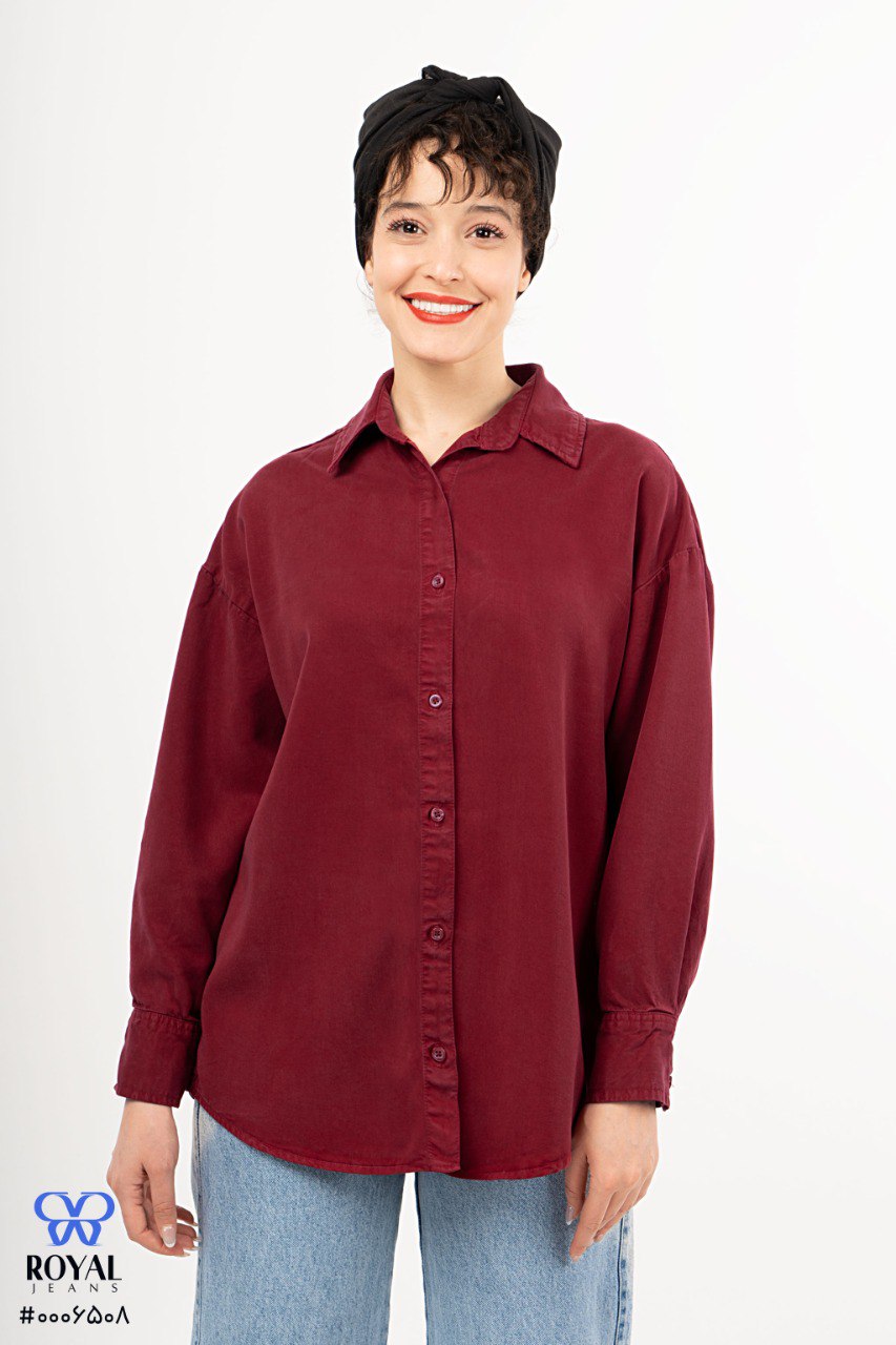 شومیز کتان سیلک ملورین پایین هلال گرم 2 پایین هلال بدون جیب زرشکی 0006508