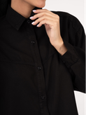 شومیز سیلک کتان نیلوا پایین هلال بدون جیب مشکی 0006926 گرم 1